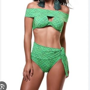 NWT Karla Vivian green tropical print swimsuit size Medium